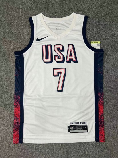 Nike Kevin Durant 7 White Mens USA Basketball 2024 Swingman Player Jersey